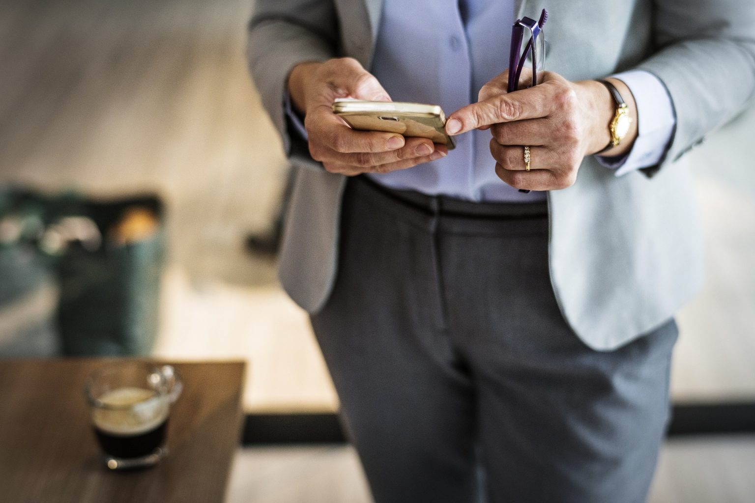 man checking phone
